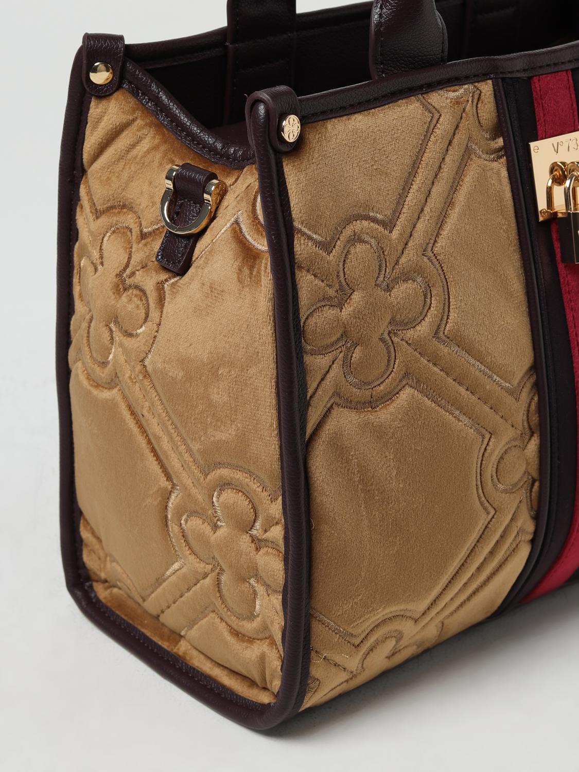 V73 BORSA A MANO: Borsa Iris V°73 in ciniglia trapuntata con tracolla, Naturale - Img 3