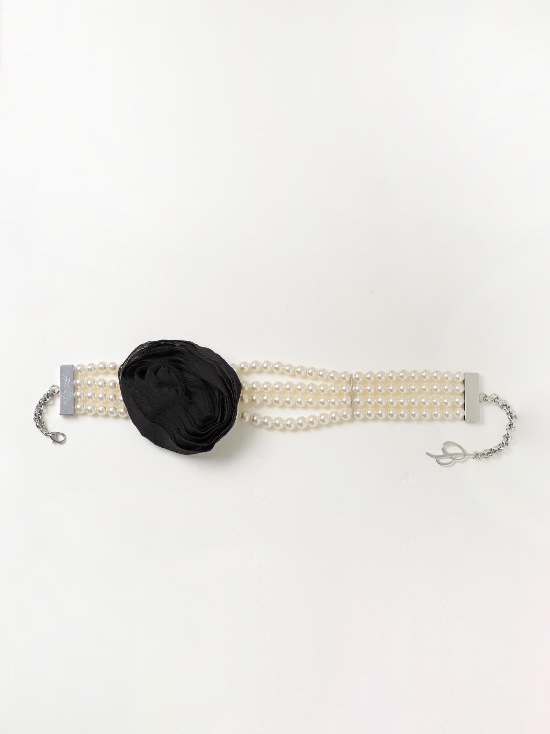BLUMARINE GIOIELLO: Choker Blumarine in ottone e perle sintetiche con fiore, Nero - Img 1