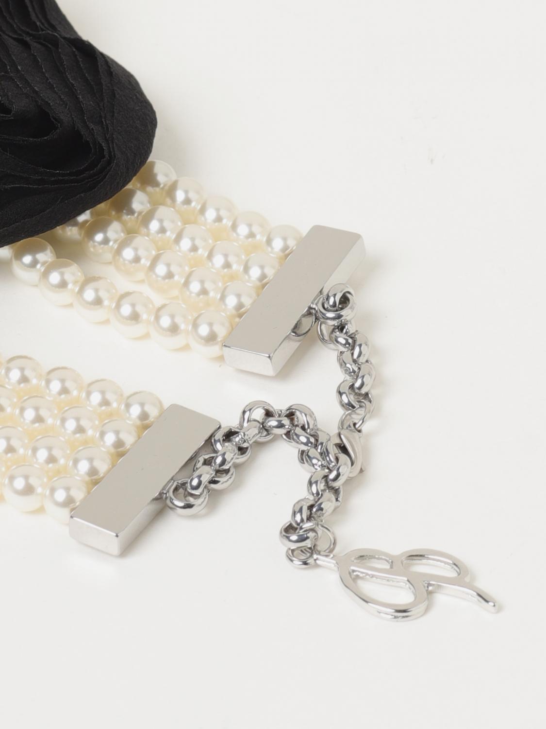 BLUMARINE GIOIELLO: Choker Blumarine in ottone e perle sintetiche con fiore, Nero - Img 2