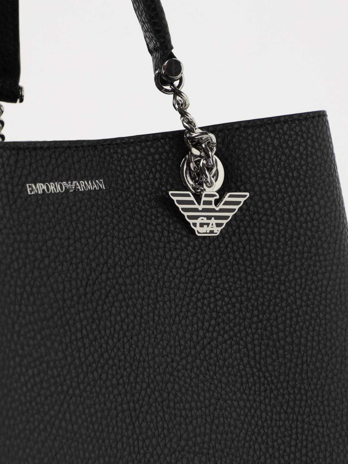 EMPORIO ARMANI: bag in grained synthetic leather - Black | Emporio