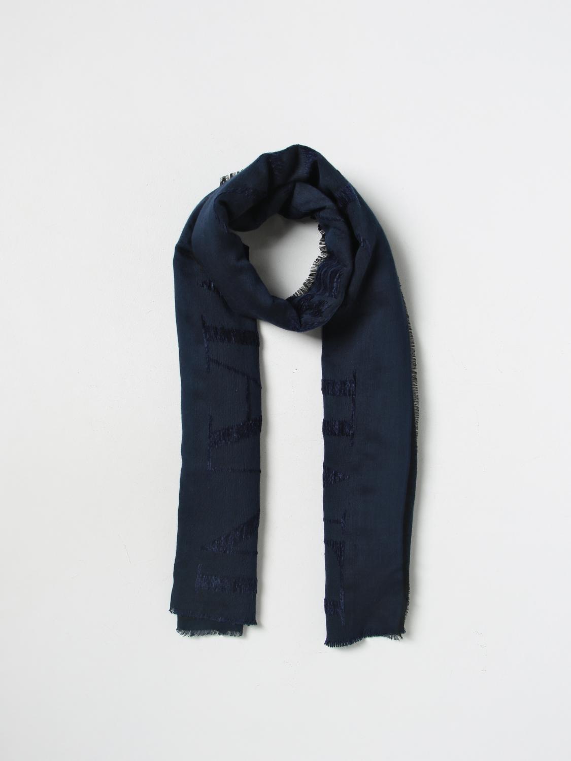 EMPORIO ARMANI SCIARPA: Sciarpa Emporio Armani in misto viscosa con logo jacquard, Blue - Img 2