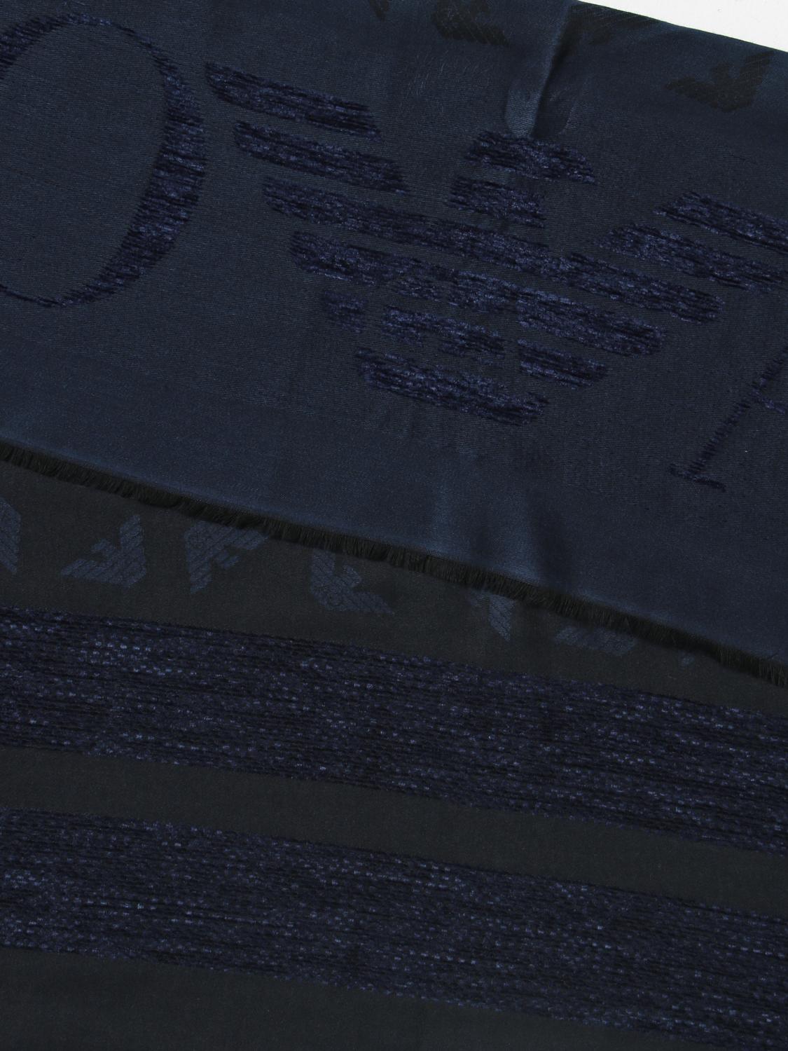 EMPORIO ARMANI SCIARPA: Sciarpa Emporio Armani in misto viscosa con logo jacquard, Blue - Img 3