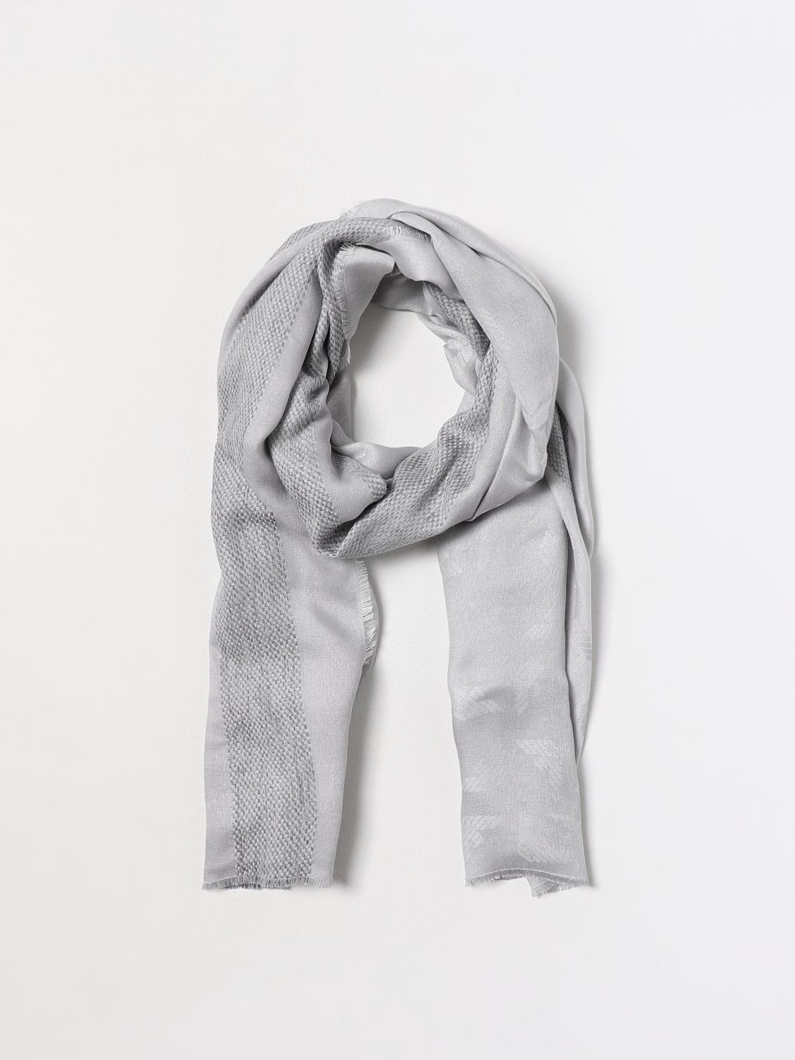 EMPORIO ARMANI SCIARPA: Sciarpa Emporio Armani in misto viscosa con logo jacquard, Grigio - Img 2
