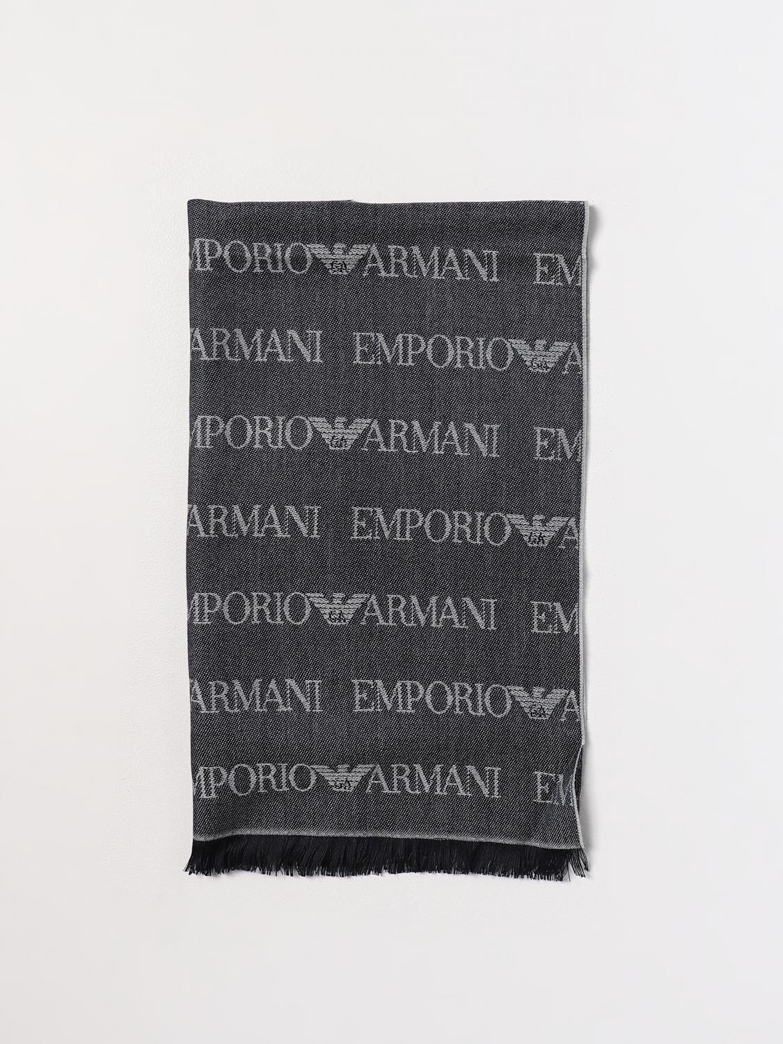 EMPORIO ARMANI SCARF: Emporio Armani scarf in virgin wool blend, Blue - Img 1