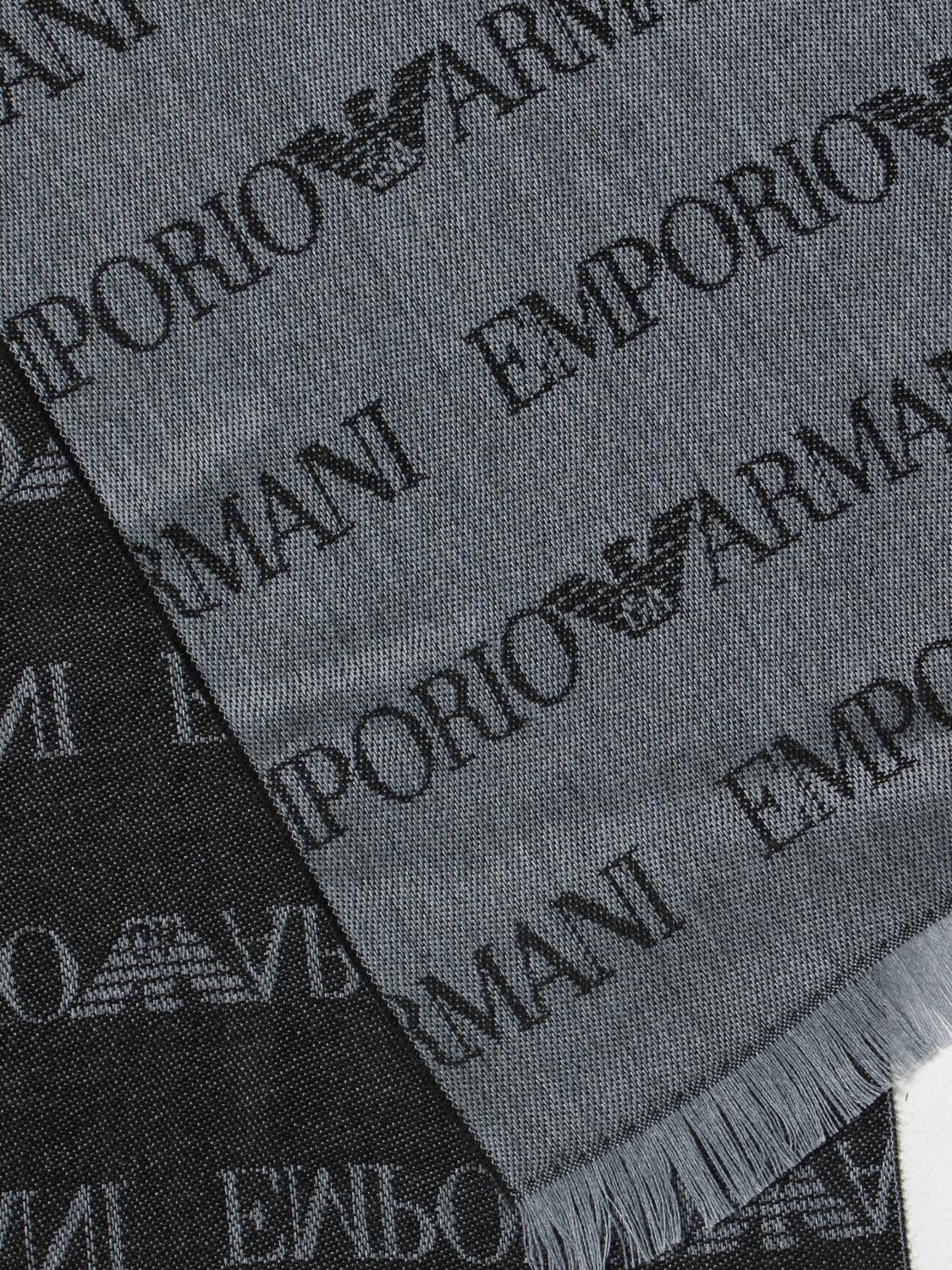 EMPORIO ARMANI SCARF: Emporio Armani scarf in virgin wool blend, Grey - Img 3