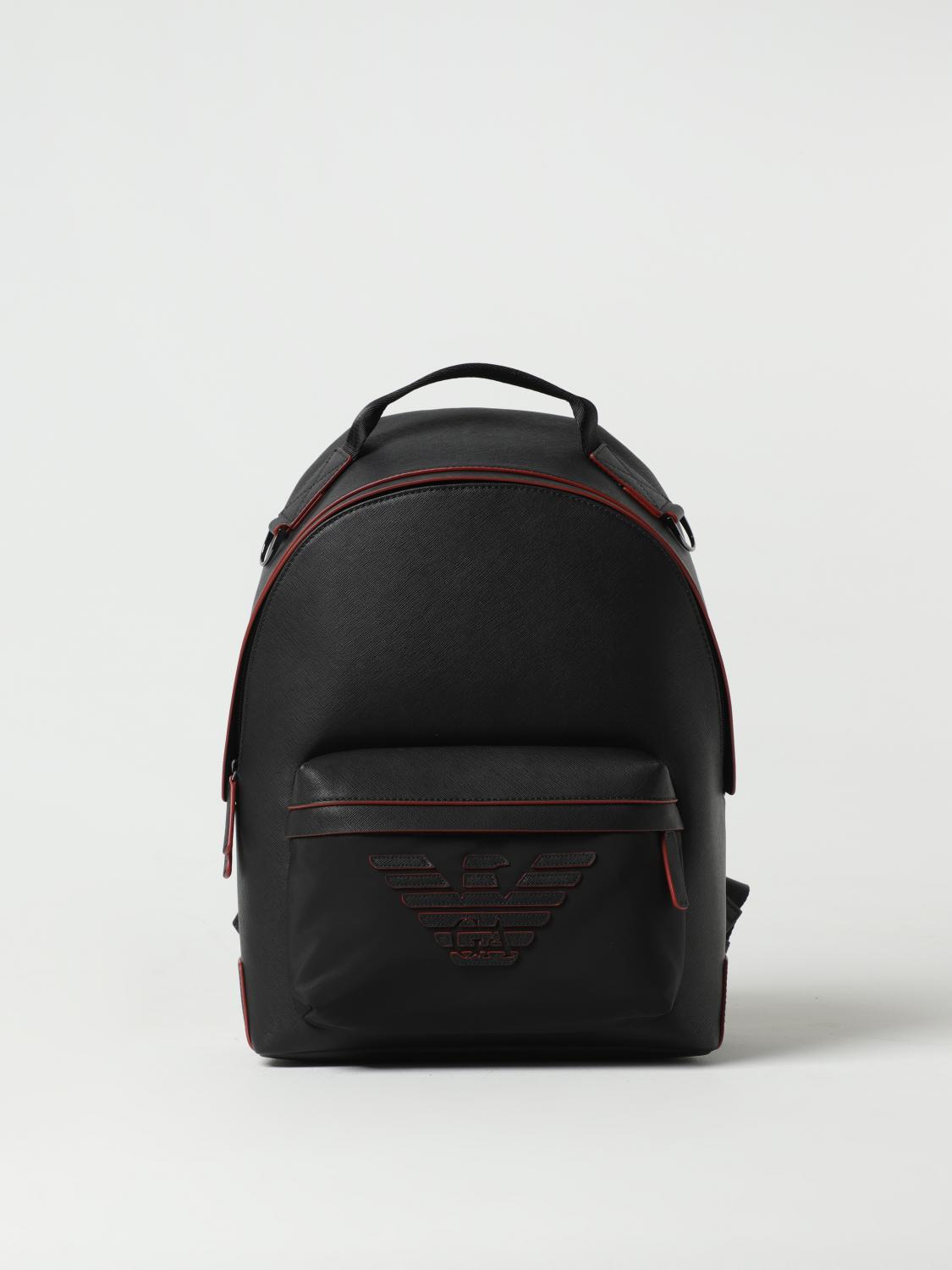 ꧁꧂ EMPORIO ARMANI バッグ EMPORIO ARMANI: backpack in saffiano synthetic leather - Black
