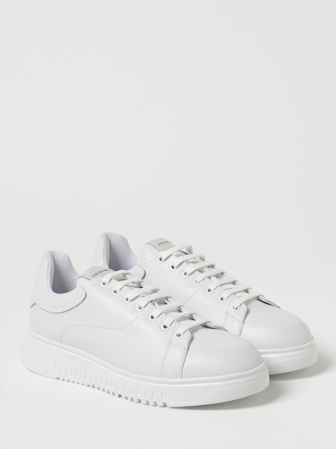 EMPORIO ARMANI SNEAKERS: Emporio Armani sneakers in grained leather, White - Img 2