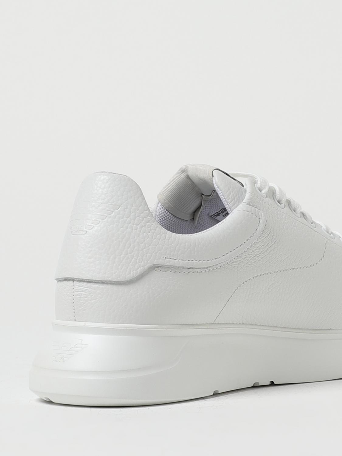 EMPORIO ARMANI SNEAKERS: Emporio Armani sneakers in grained leather, White - Img 3