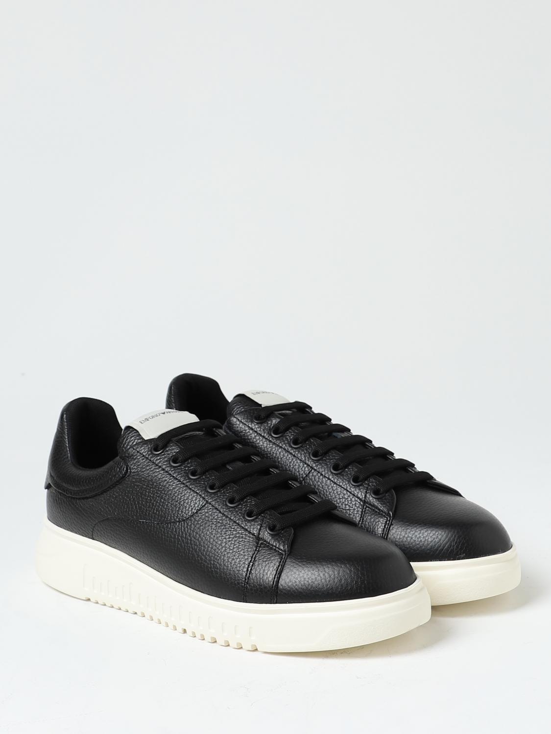 EMPORIO ARMANI SNEAKERS: Emporio Armani sneakers in grained leather, Black - Img 2