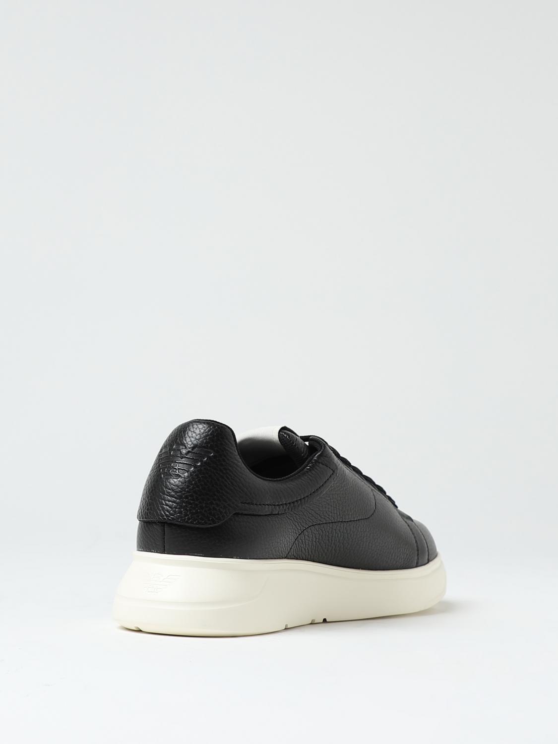 EMPORIO ARMANI SNEAKERS: Emporio Armani sneakers in grained leather, Black - Img 3
