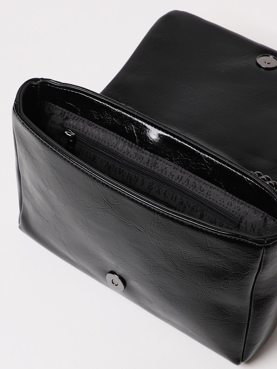 ARMANI EXCHANGE BORSA A SPALLA: Borsa Armani Exchange in pelle sintetica lucida trapuntata, Nero - Img 3