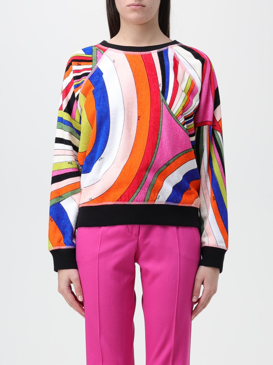 Pucci sweatshirt in cotton with print - Blue | 3RRC013R759