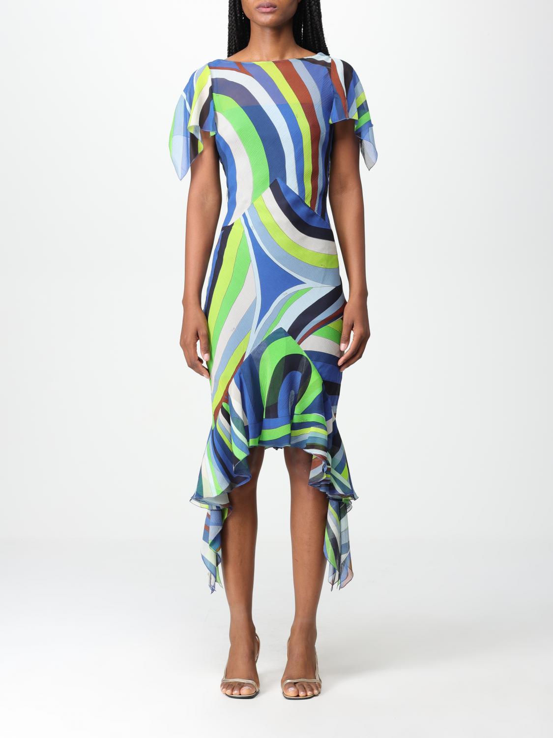 emilio pucci green dress 1960s Emilio Pucci Green, Blue and Purple Grape Vine Print Velvet Dress main image 0
