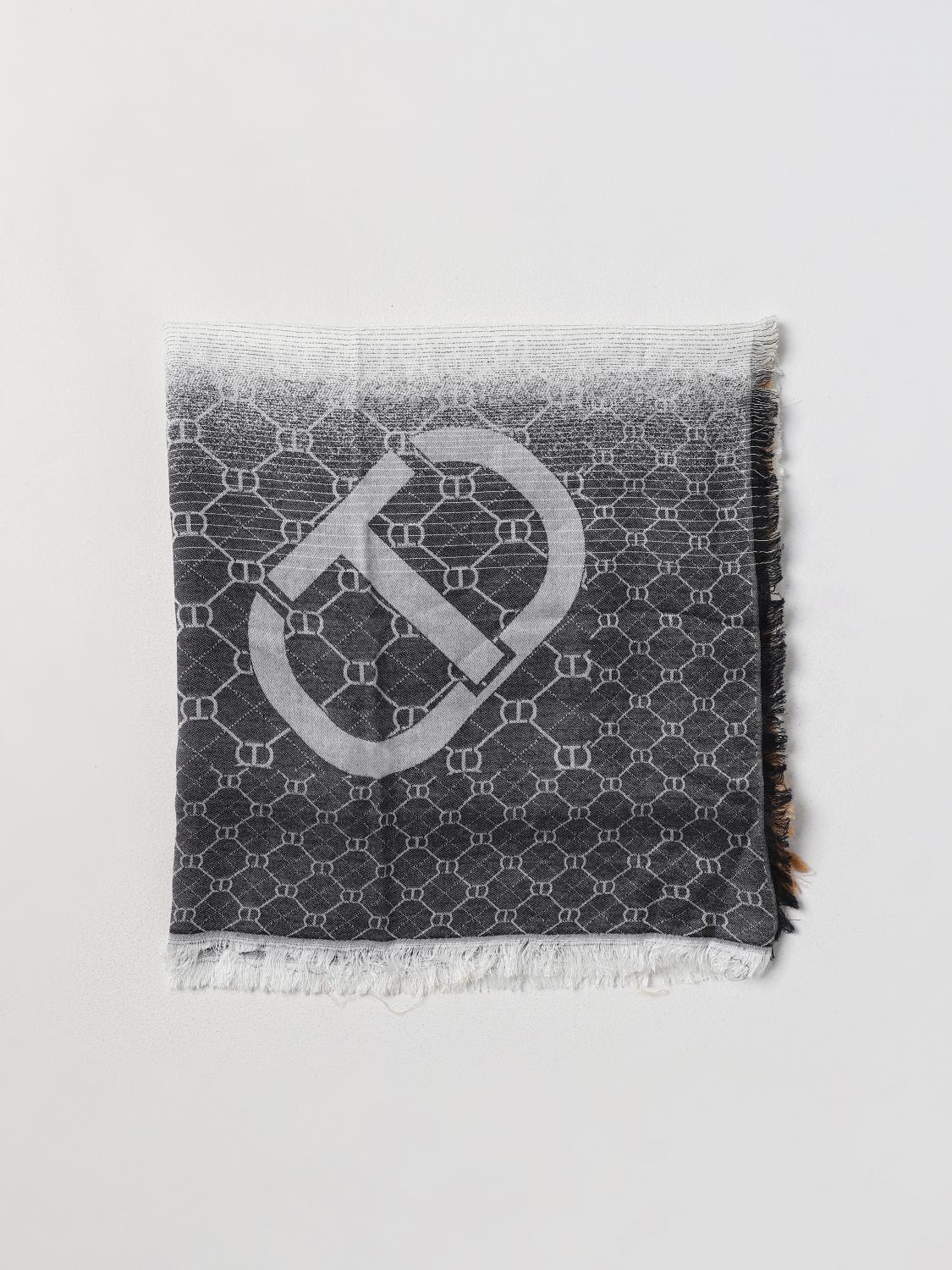 TWINSET SCIARPA: Sciarpa Twinset in viscosa con monogram jacquard, Cammello - Img 1
