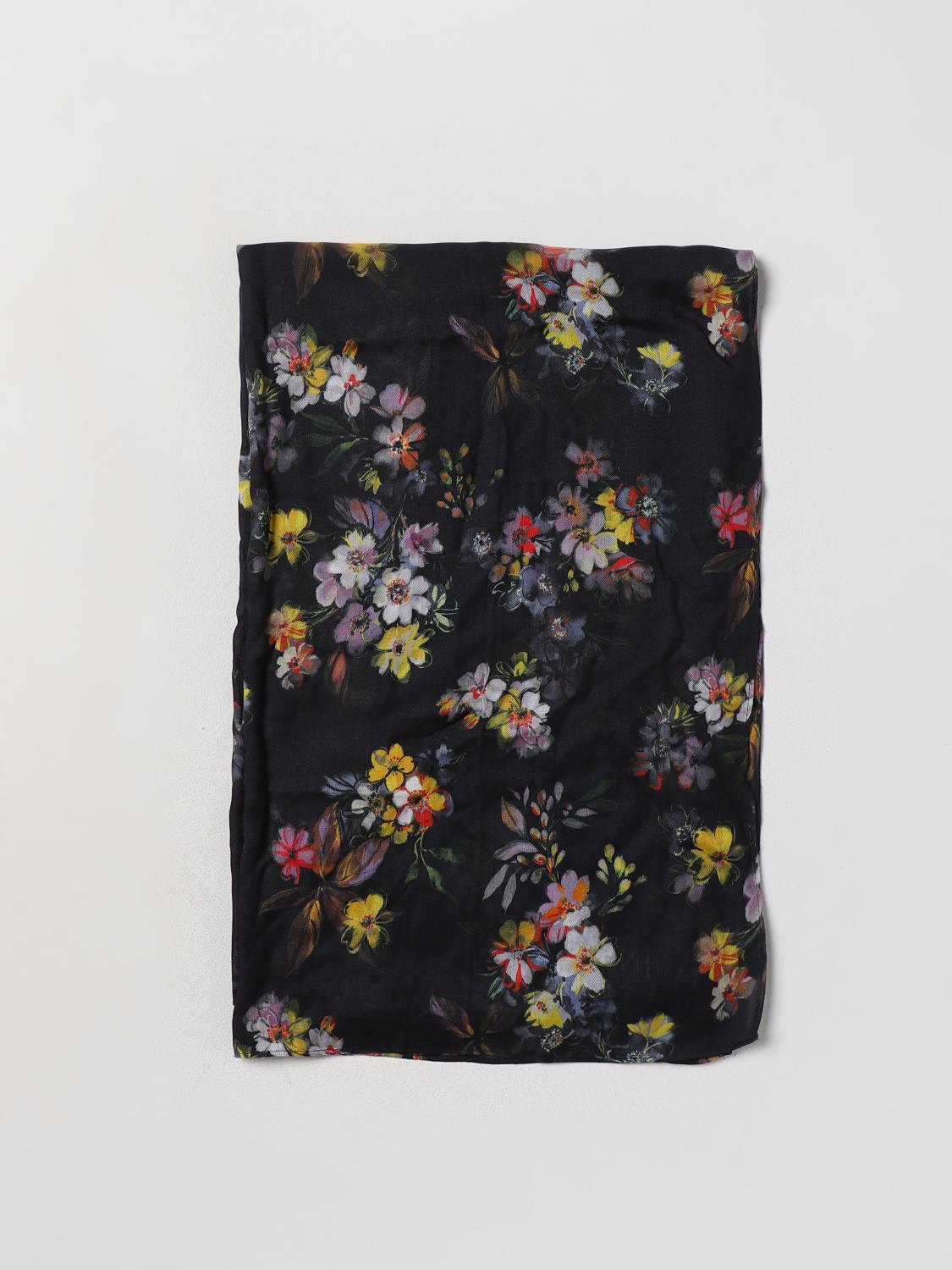 TWINSET SCARF: Twinset scarf in modal with floral print, Black - Img 1