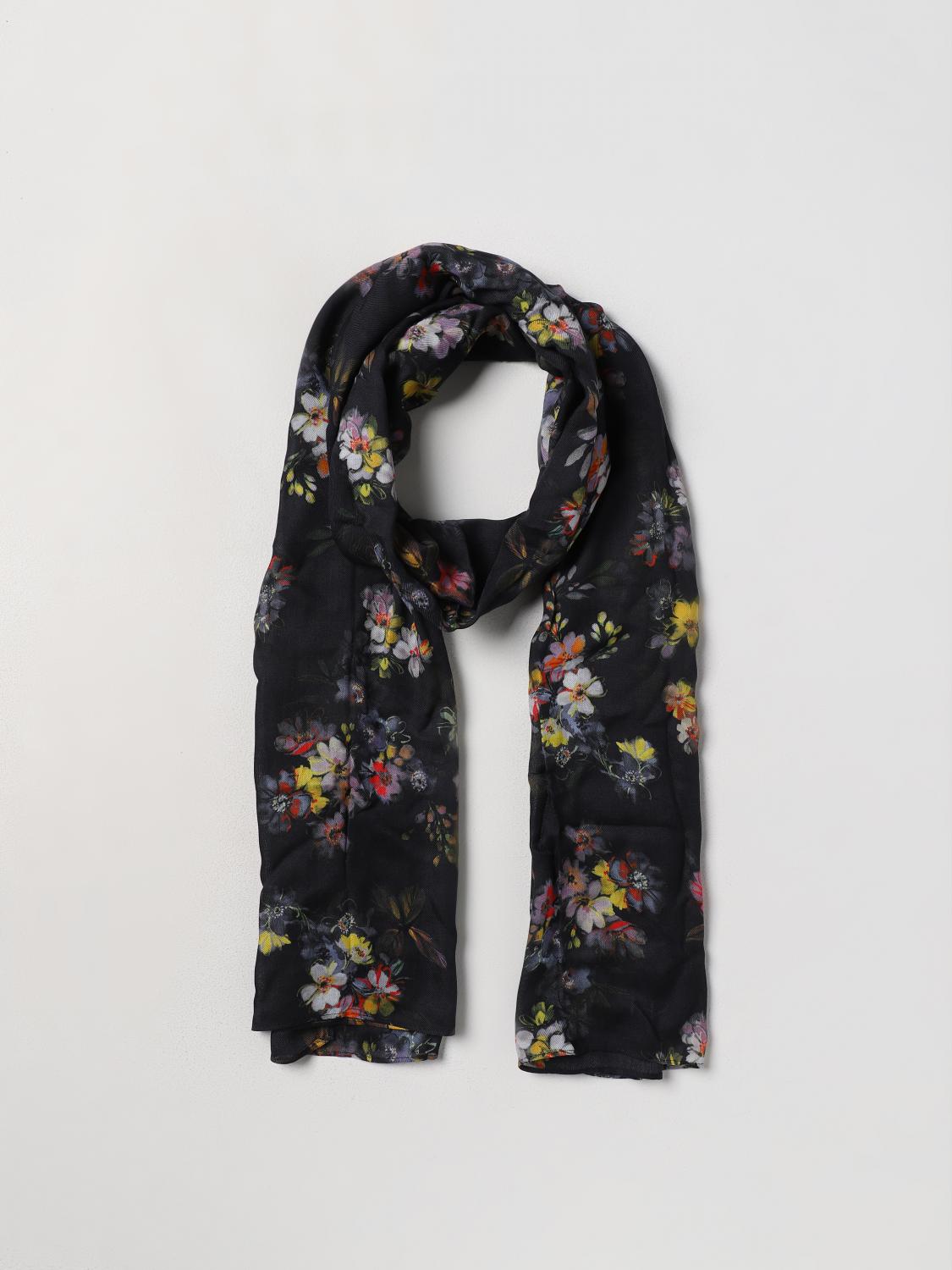 TWINSET SCARF: Twinset scarf in modal with floral print, Black - Img 2