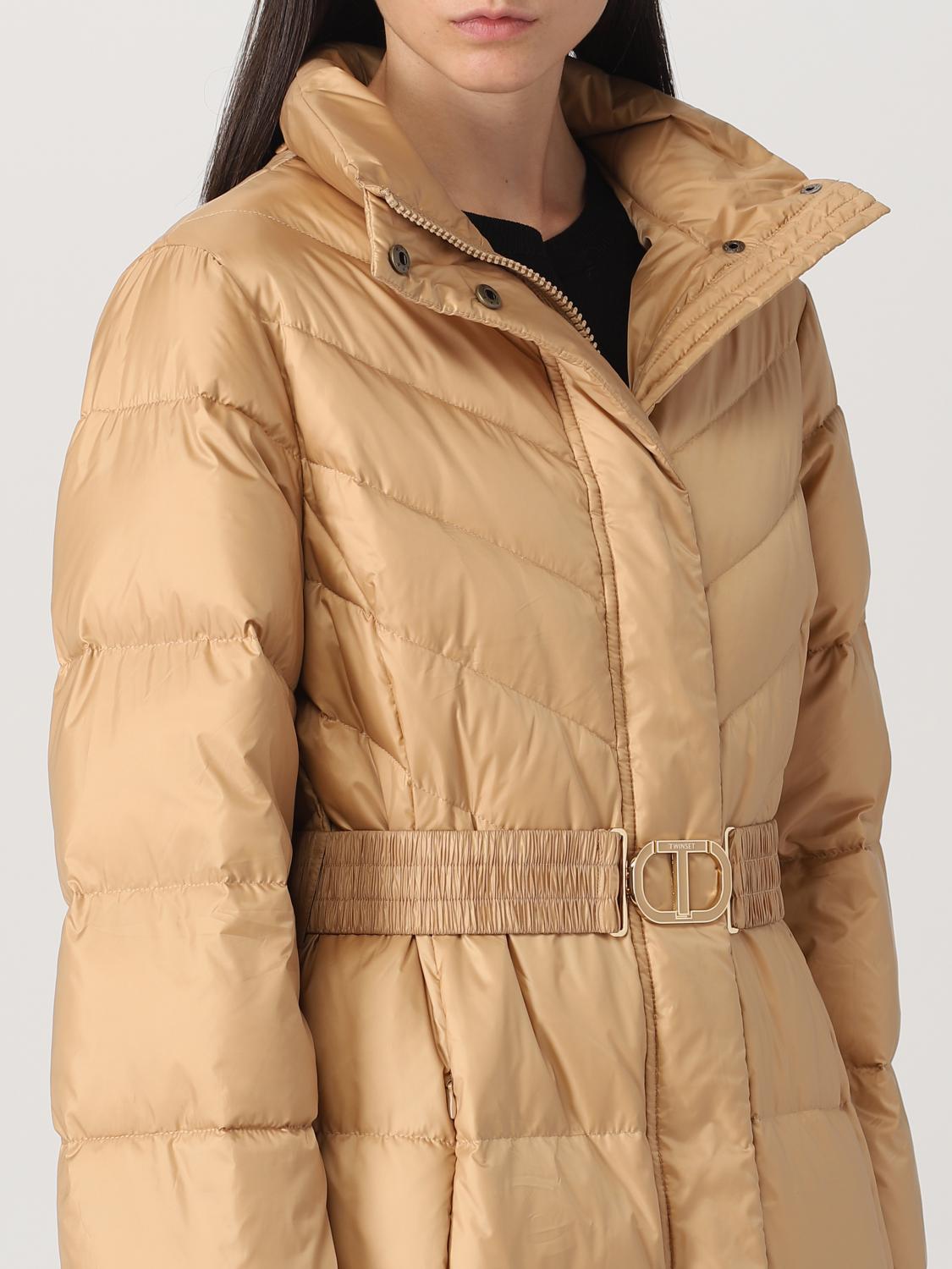 TWINSET GIACCA: Piumino Twinset in nylon trapuntato, Cammello - Img 4