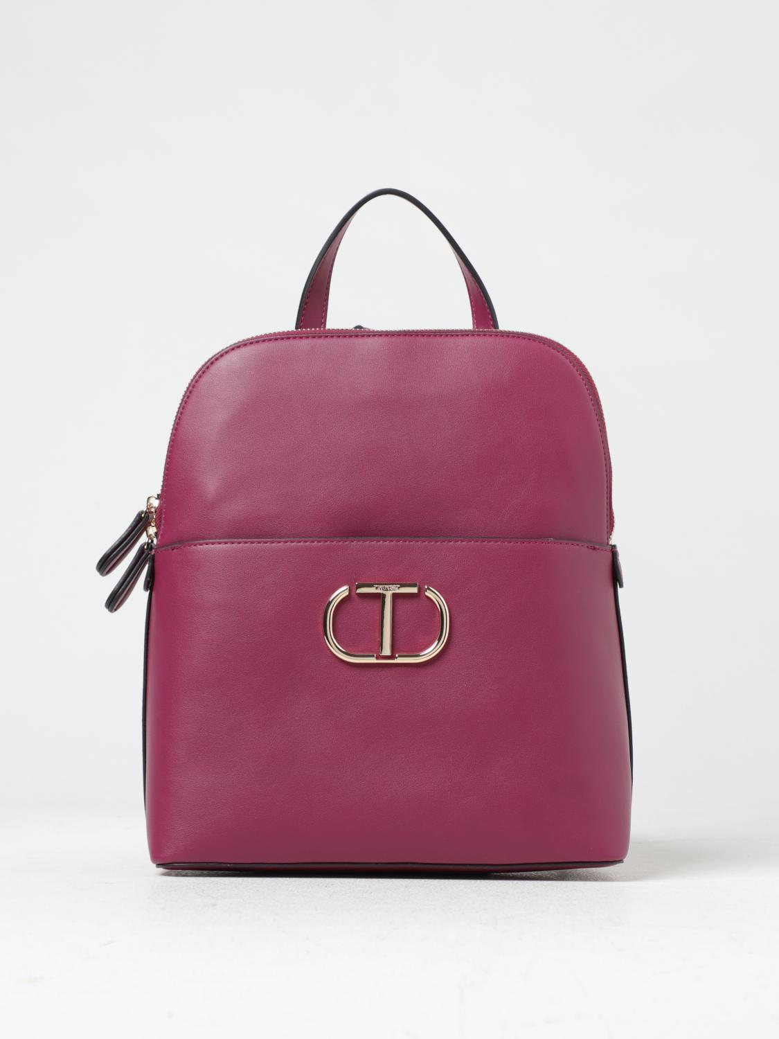 TWINSET ZAINO: Zaino Twinset in pelle sintetica con monogram applicato, Lampone - Img 1