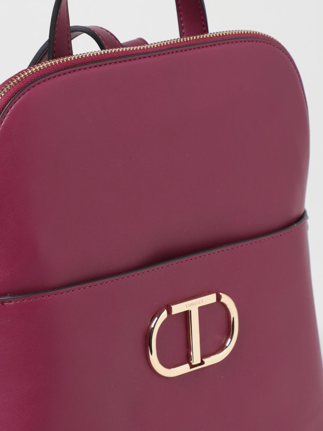 TWINSET ZAINO: Zaino Twinset in pelle sintetica con monogram applicato, Lampone - Img 3