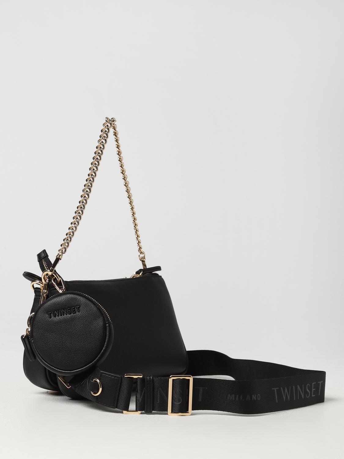 TWINSET BORSA A SPALLA: Borsa Twinset in pelle sintetica a micro grana, Nero - Img 2