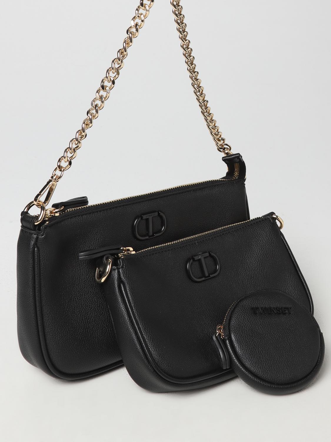 TWINSET BORSA A SPALLA: Borsa Twinset in pelle sintetica a micro grana, Nero - Img 3