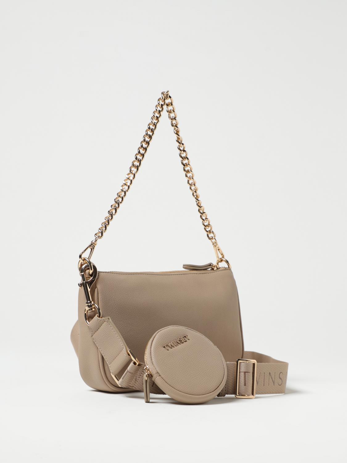 TWINSET BORSA A SPALLA: Borsa Twinset in pelle sintetica a micro grana, Tortora - Img 2