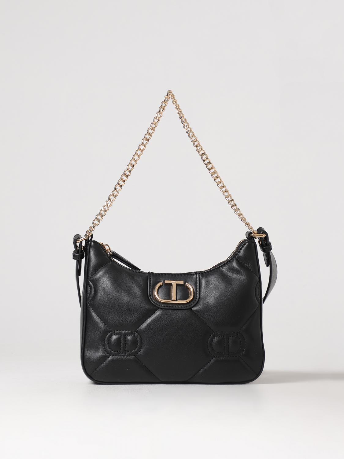 TWINSET BORSA A SPALLA: Borsa Twinset in pelle, Nero - Img 1