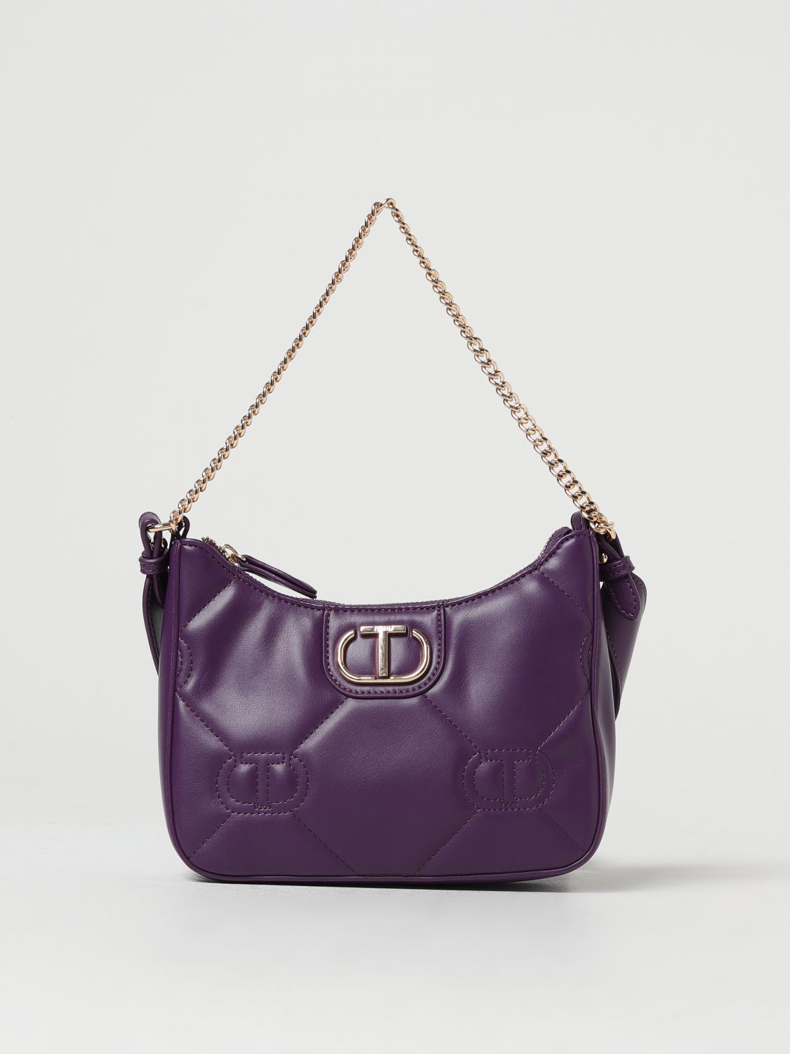 TWINSET BORSA A SPALLA: Borsa Twinset in pelle, Viola - Img 1