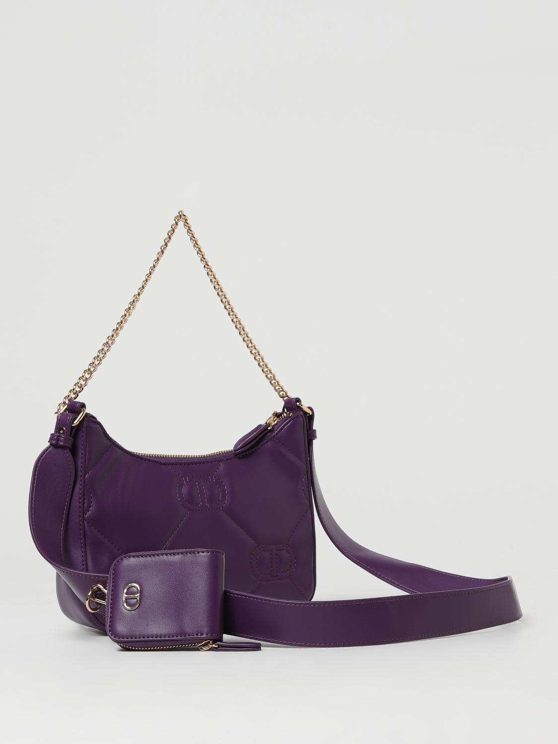 TWINSET BORSA A SPALLA: Borsa Twinset in pelle, Viola - Img 2