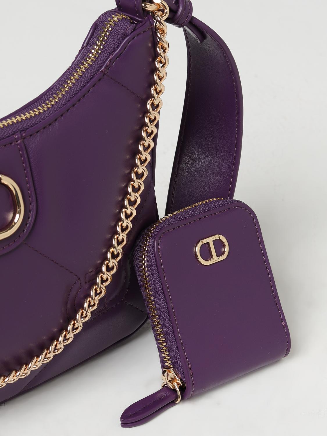 TWINSET BORSA A SPALLA: Borsa Twinset in pelle, Viola - Img 3