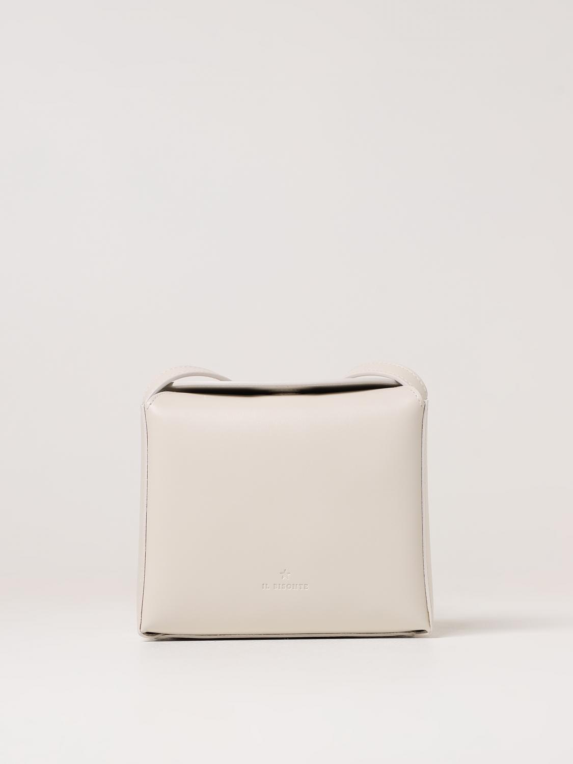 IL BISONTE BORSA MINI: Borsa Il Bisonte in pelle con logo impresso, Bianco - Img 1