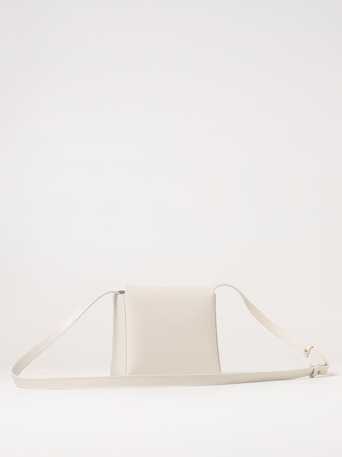IL BISONTE BORSA MINI: Borsa Il Bisonte in pelle con logo impresso, Bianco - Img 2