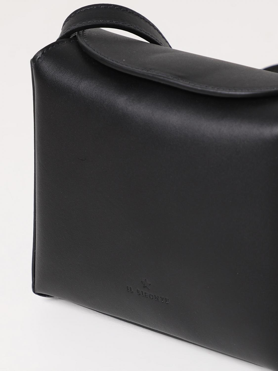 IL BISONTE BORSA MINI: Borsa Il Bisonte in pelle con logo impresso, Nero - Img 3