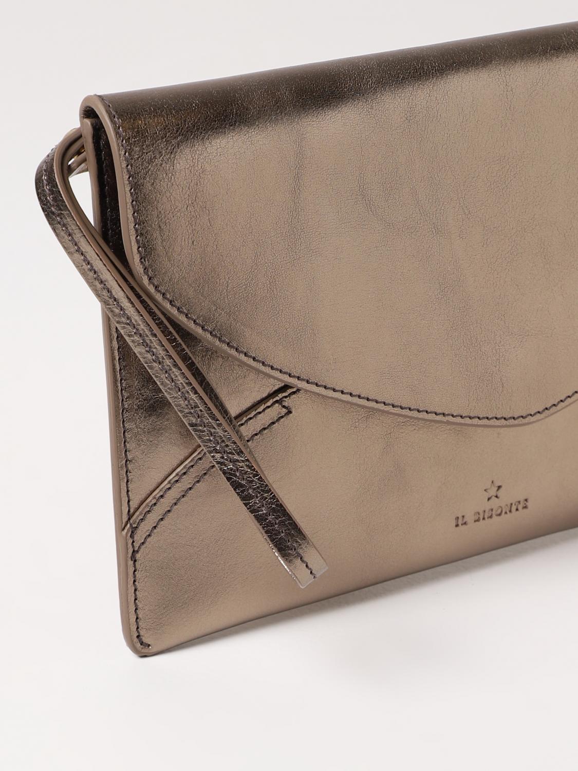 IL BISONTE CLUTCH: Clutch Esperia Il Bisonte in pelle laminata, Bronzo - Img 3