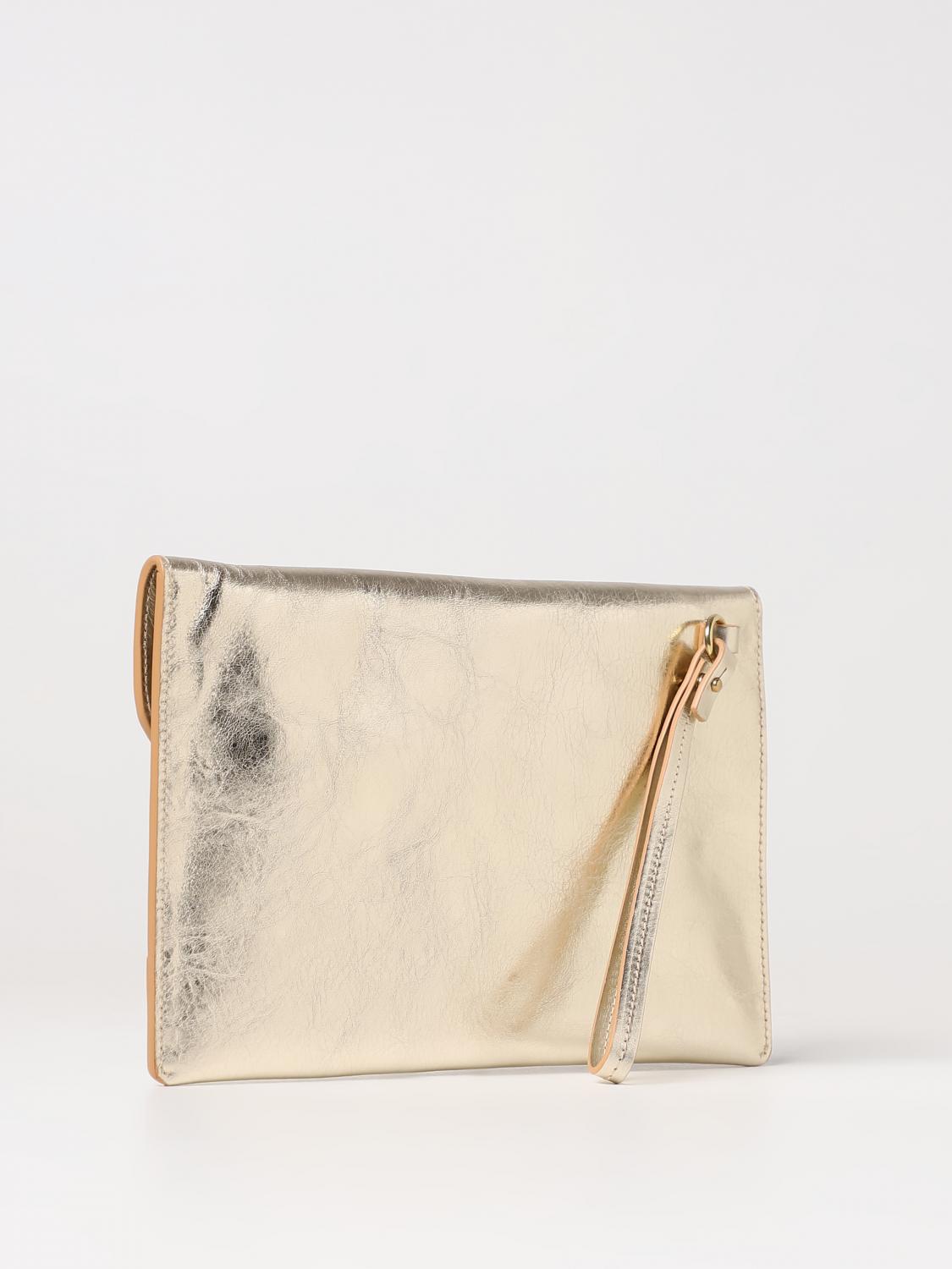 IL BISONTE CLUTCH: Clutch Esperia Il Bisonte in pelle laminata, Platino - Img 2