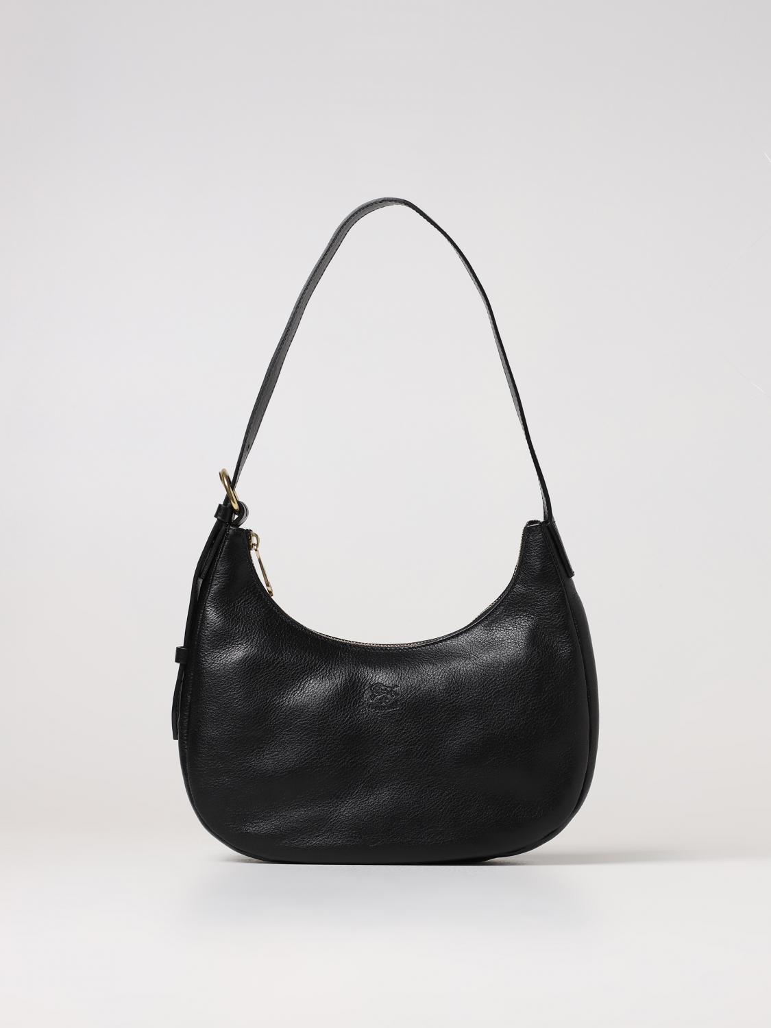 IL BISONTE BORSA A SPALLA: Borsa Il Bisonte in pelle volonata, Nero - Img 1