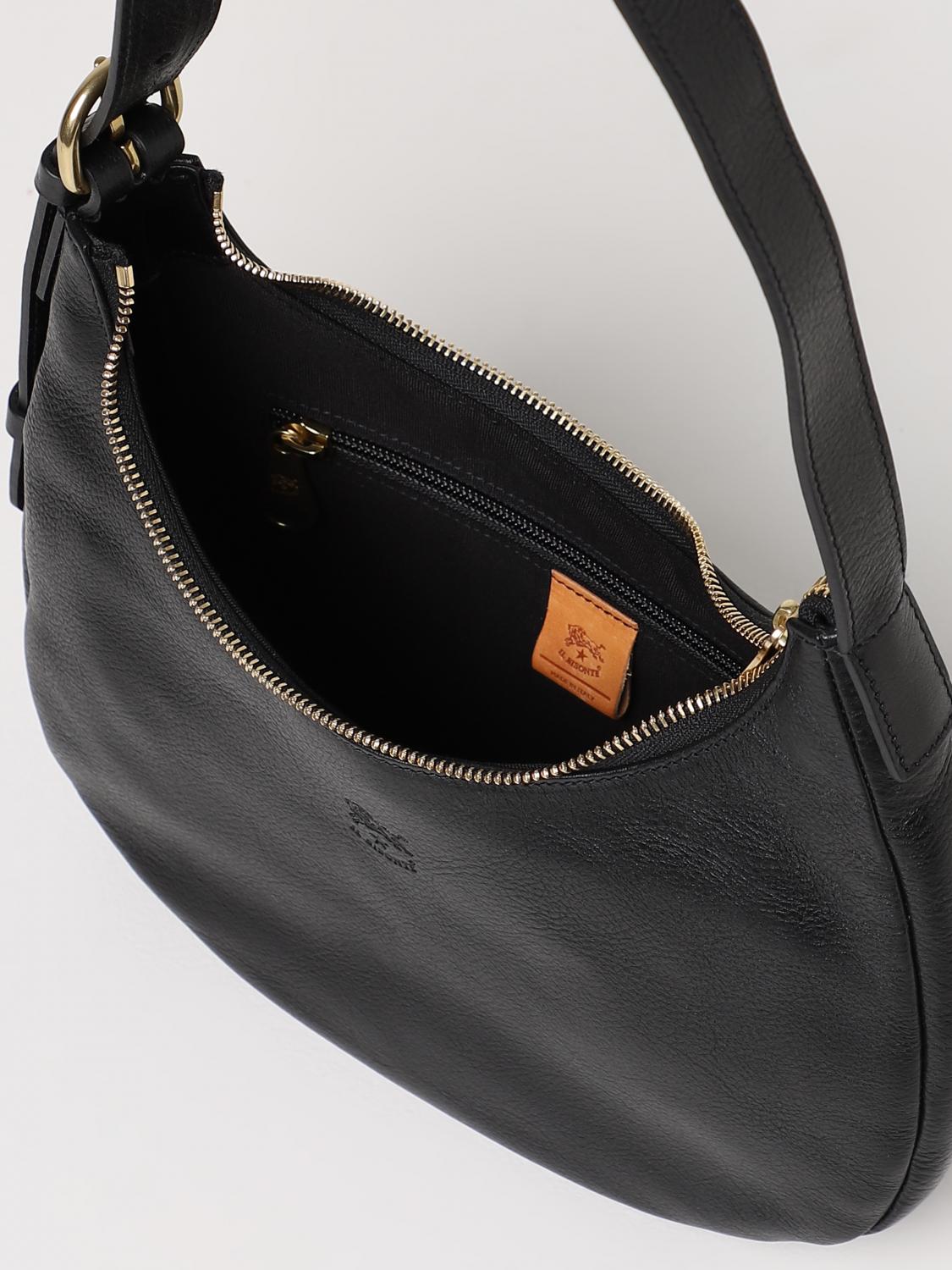 IL BISONTE BORSA A SPALLA: Borsa Il Bisonte in pelle volonata, Nero - Img 3