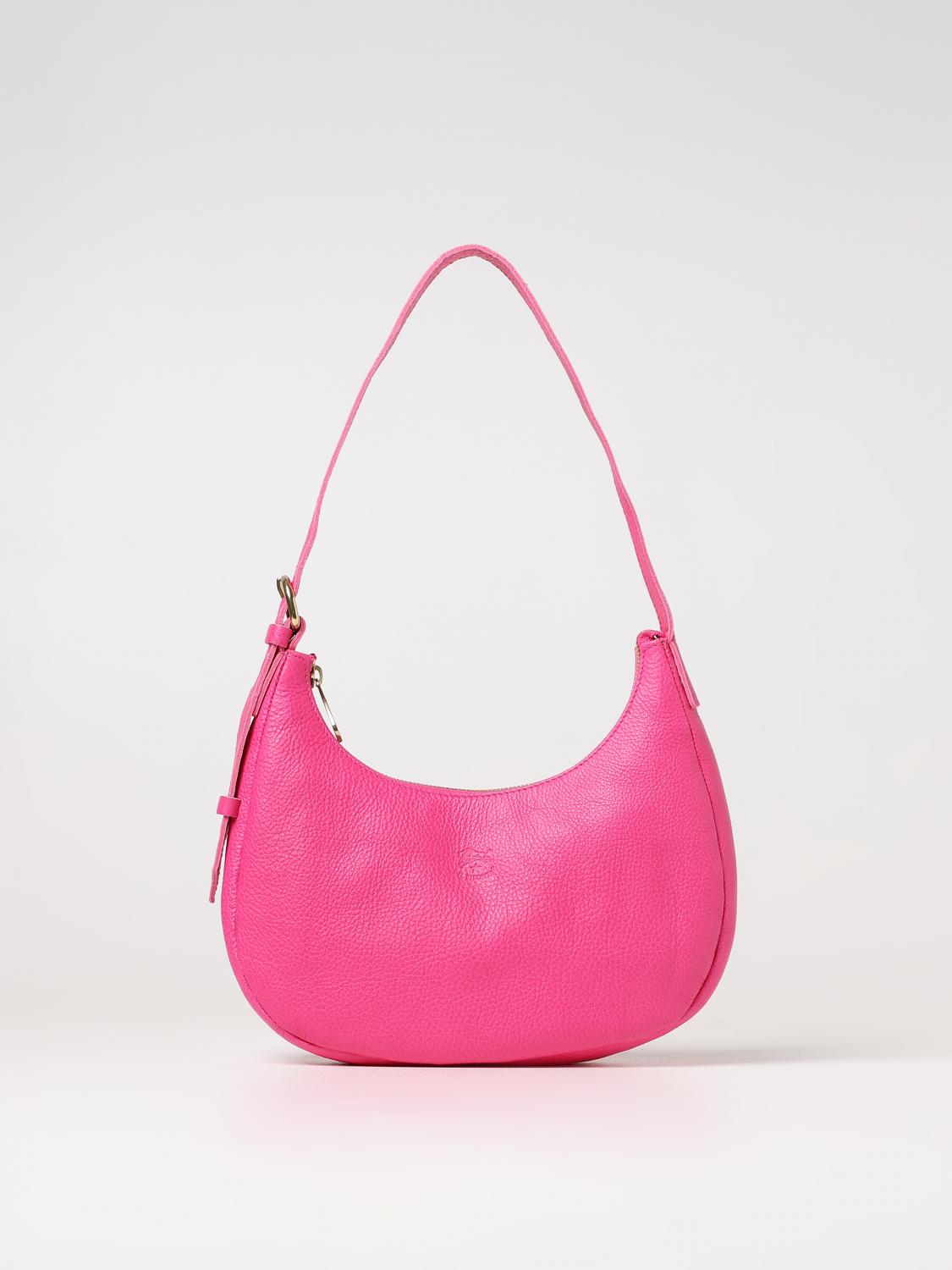 IL BISONTE BORSA A SPALLA: Borsa Il Bisonte in pelle volonata, Fuxia - Img 1