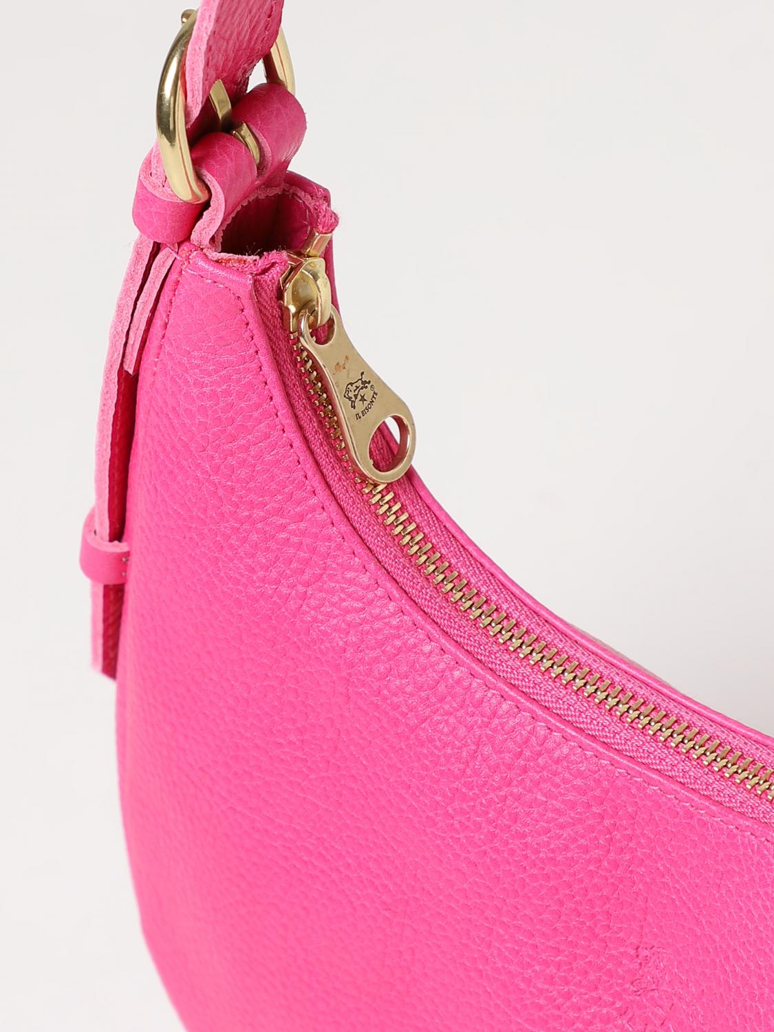 IL BISONTE BORSA A SPALLA: Borsa Il Bisonte in pelle volonata, Fuxia - Img 3