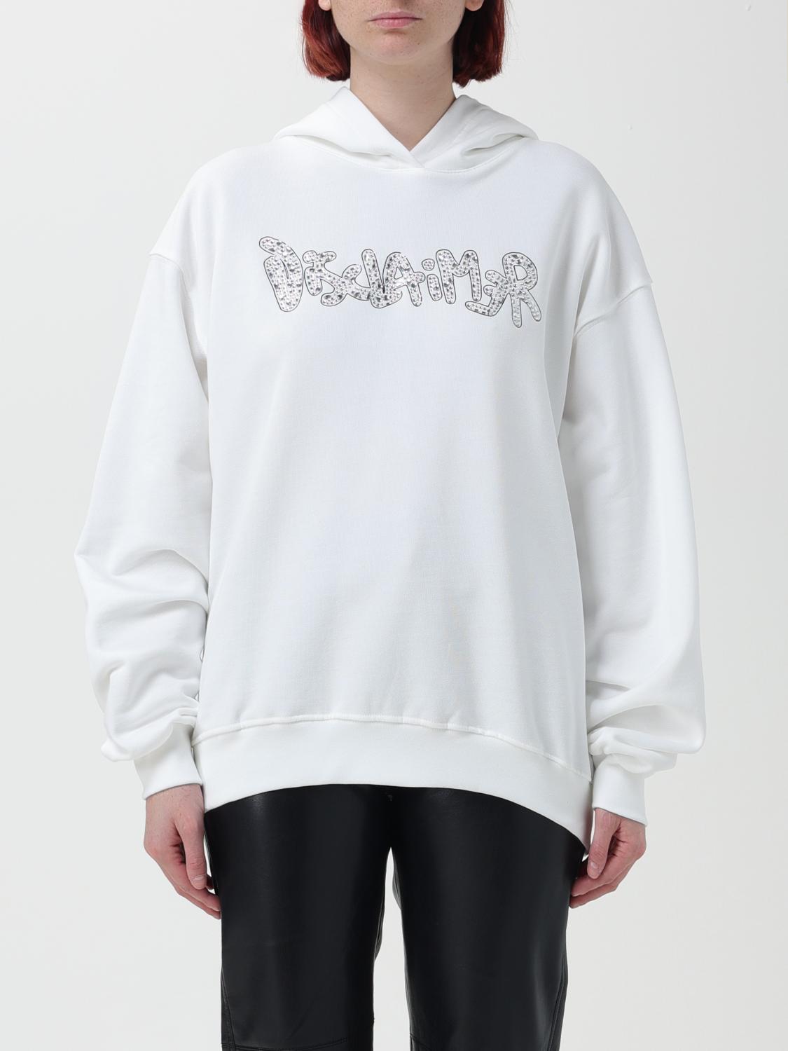 Felpa Disclaimer in cotone con strass Bianco