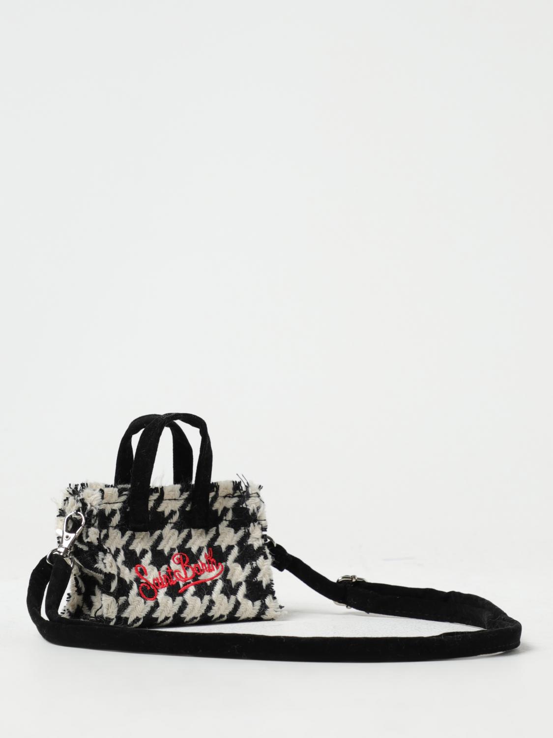 MC2 SAINT BARTH BORSA MINI: Borsa Key Bag Mc2 Saint Barth in pied de poule con logo ricamato, Nero - Img 2