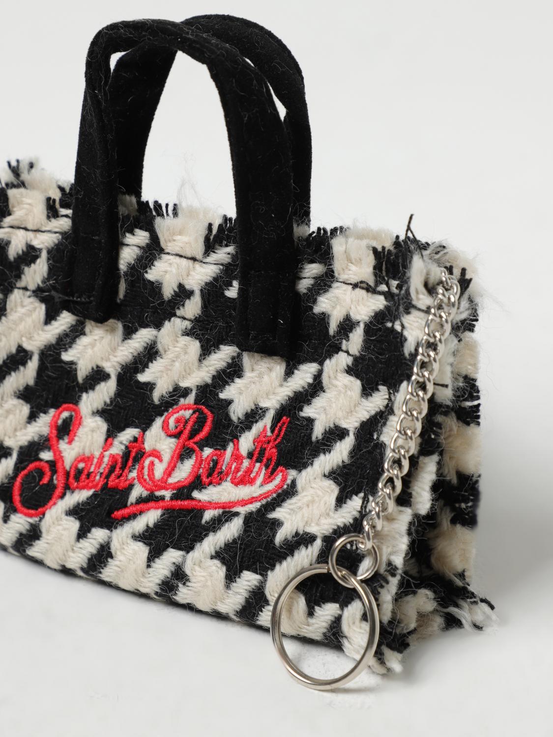 MC2 SAINT BARTH BORSA MINI: Borsa Key Bag Mc2 Saint Barth in pied de poule con logo ricamato, Nero - Img 3