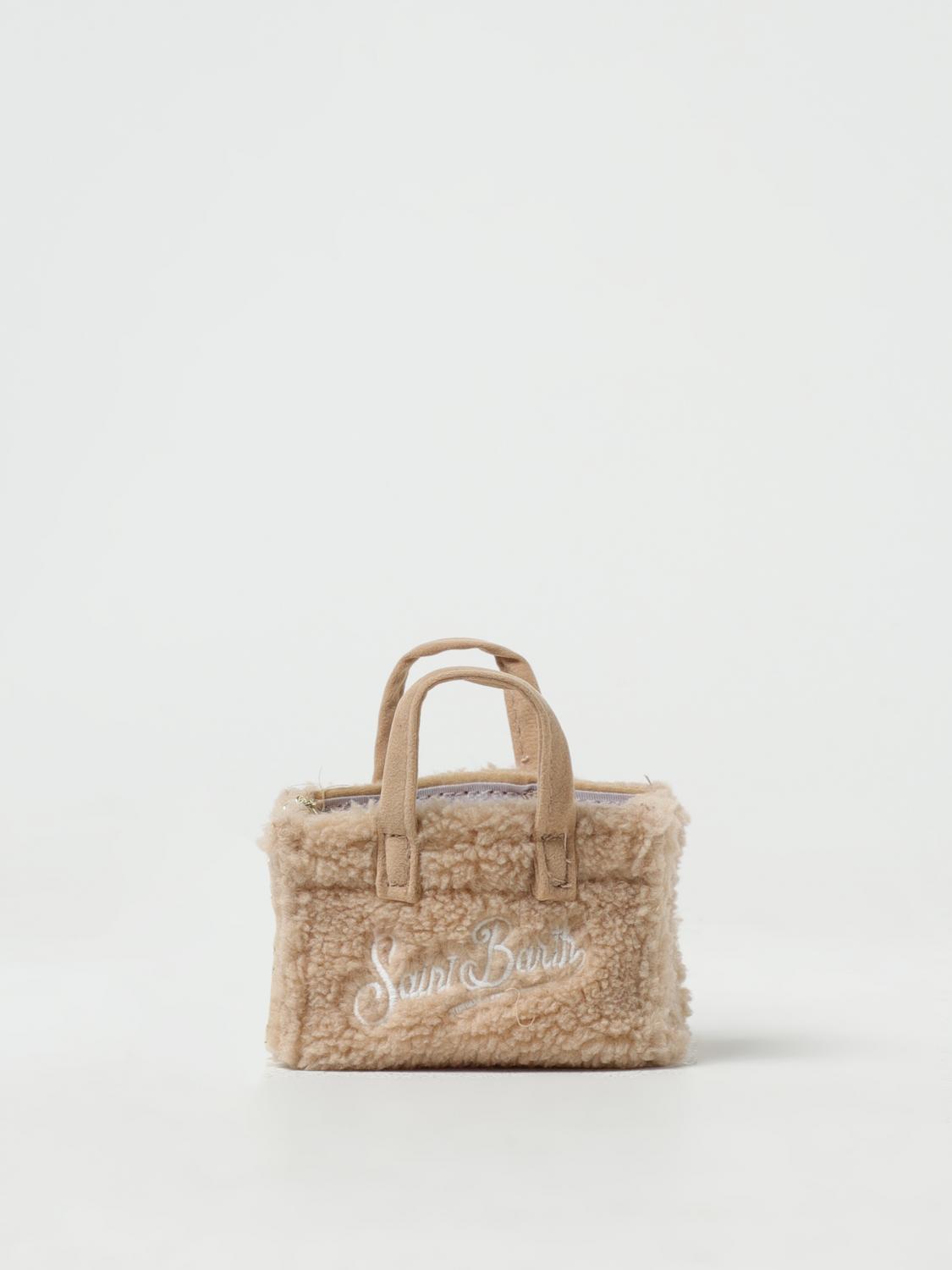 MC2 SAINT BARTH BORSA MINI: Borsa Key Bag Mc2 Saint Barth in shearling con logo ricamato, Beige - Img 1