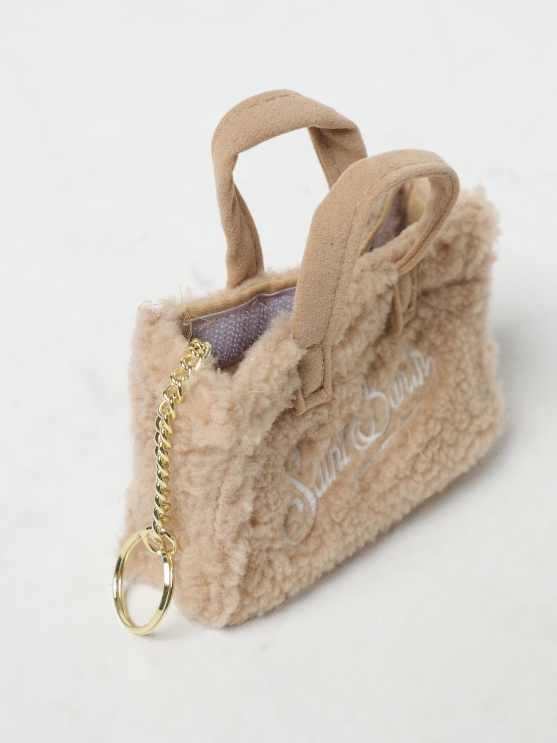 MC2 SAINT BARTH BORSA MINI: Borsa Key Bag Mc2 Saint Barth in shearling con logo ricamato, Beige - Img 3