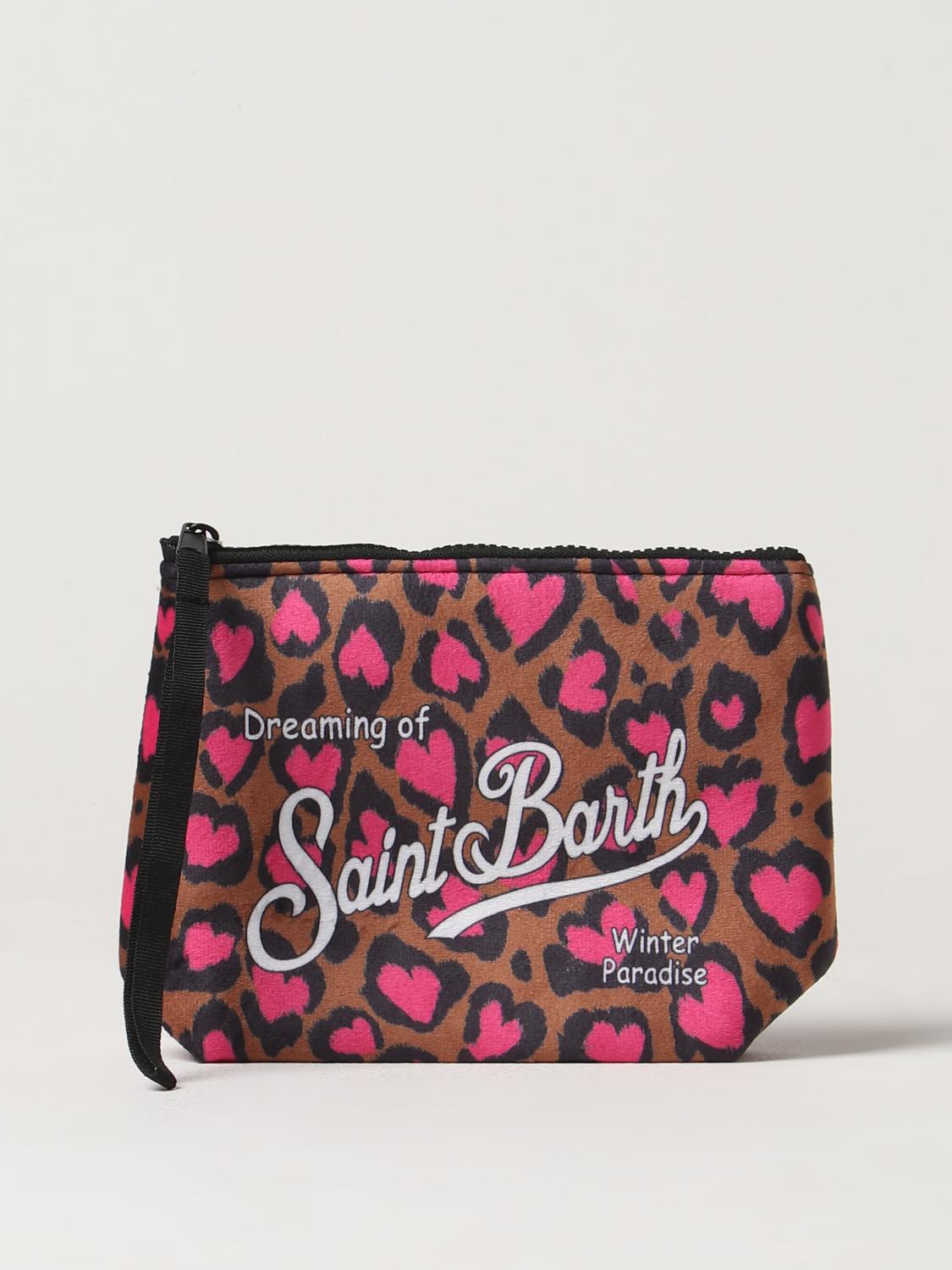 MC2 SAINT BARTH BORSA: Pochette MC2 Saint Barth in camoscio stampato, Beige - Img 1