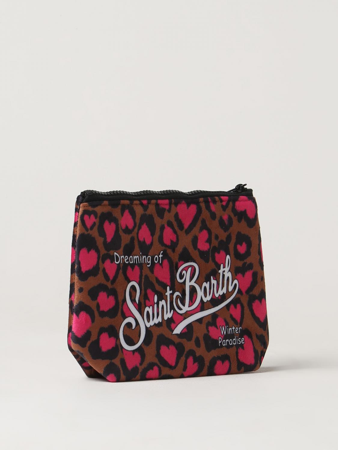 MC2 SAINT BARTH BORSA: Pochette MC2 Saint Barth in camoscio stampato, Beige - Img 2
