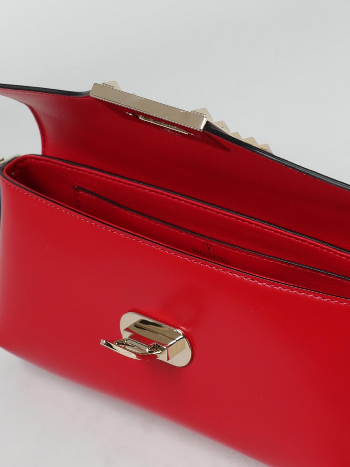 VALENTINO GARAVANI: Rockstud bag in leather - Red VALENTINO GARAVANI: Rockstud bag in leather - Red