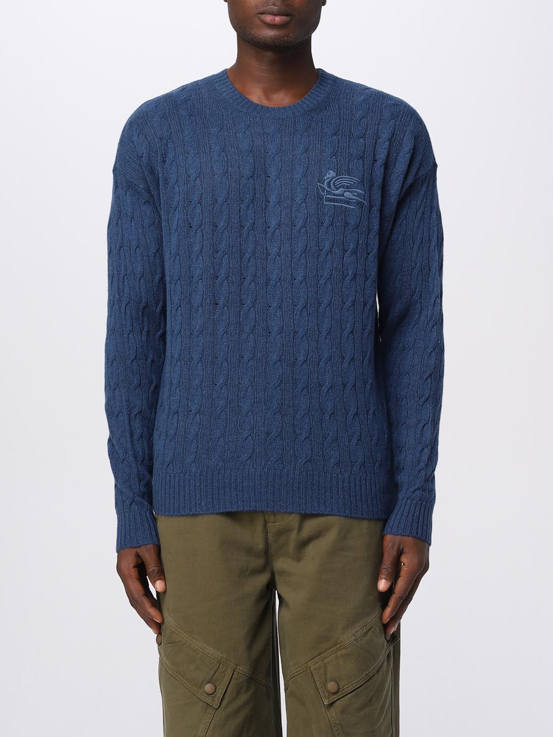 ETRO SWEATER: Etro sweater in cashmere with tricot workmanship, Blue - Img 1