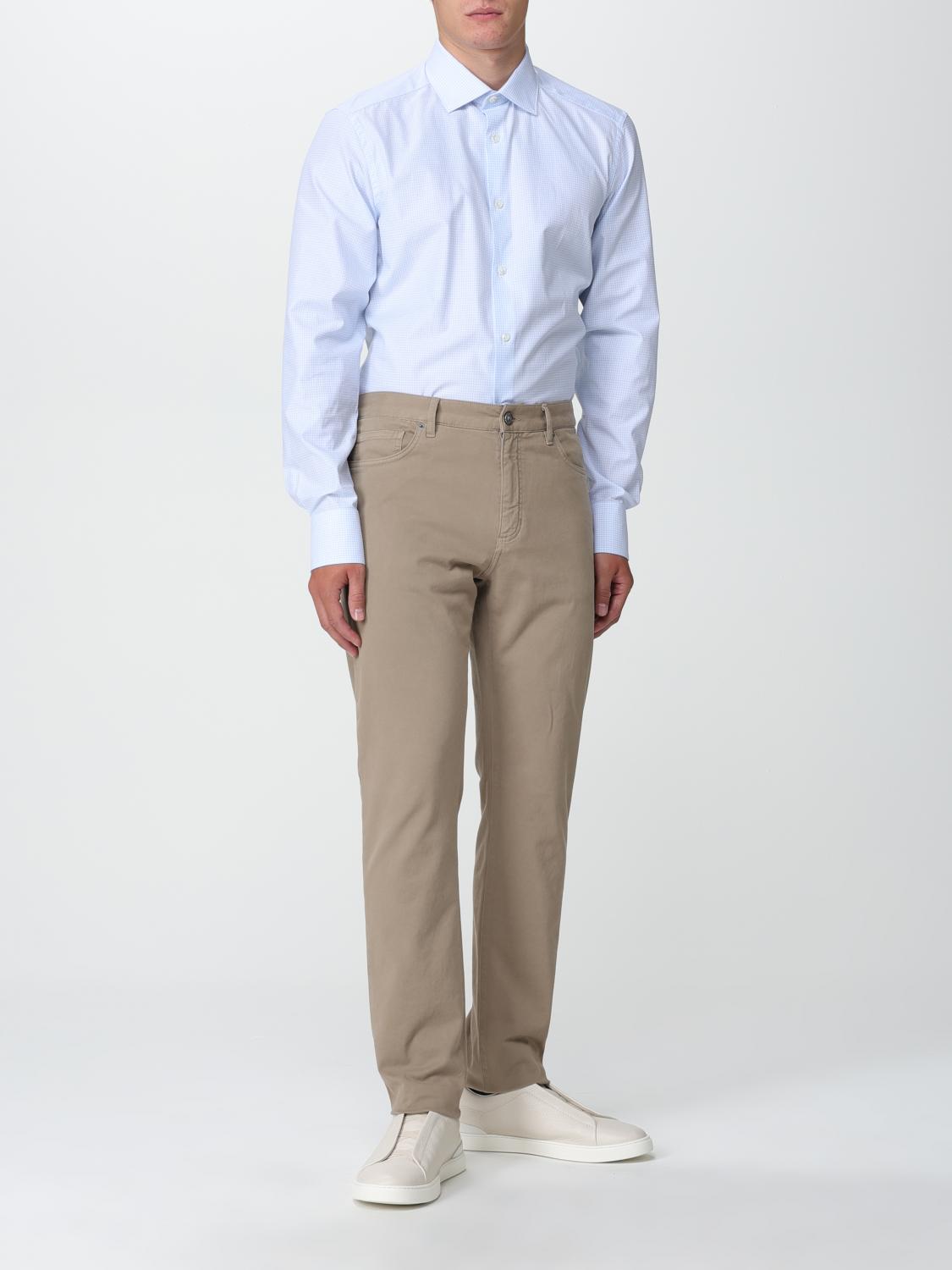 ZEGNA CAMICIA: Camicia Zegna in cotone con motivo a quadri, Azzurro - Img 2