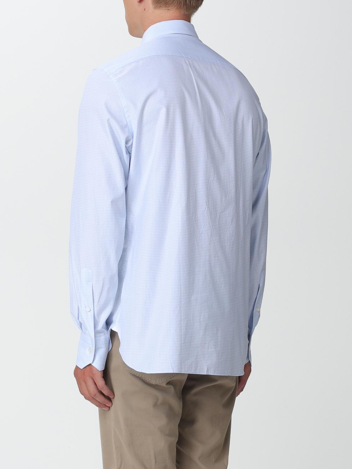 ZEGNA CAMICIA: Camicia Zegna in cotone con motivo a quadri, Azzurro - Img 3